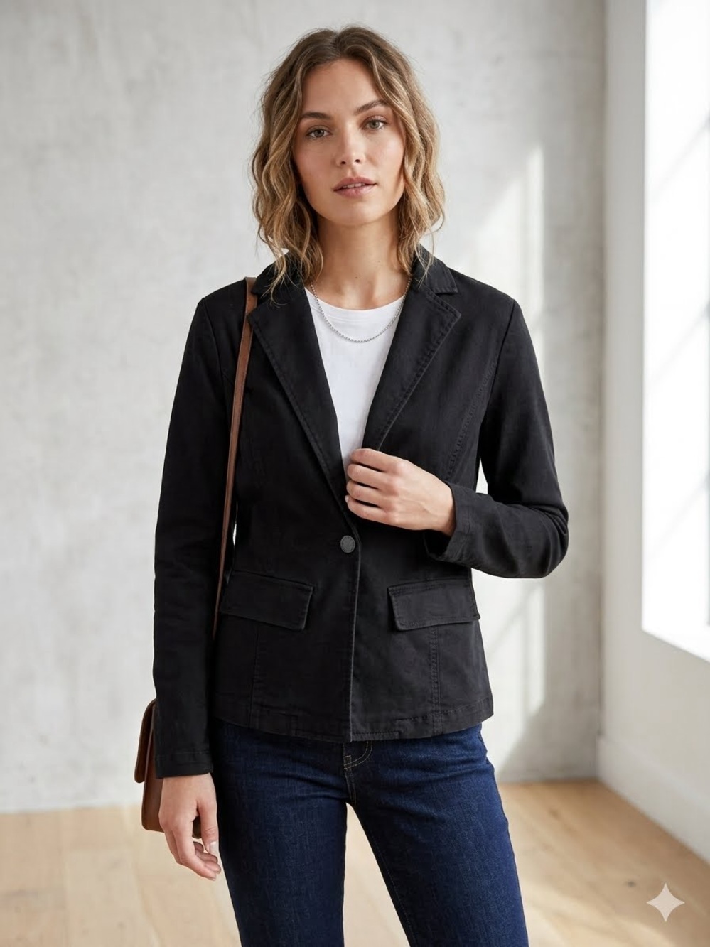 Classic Black DenimWomen's Blazer Jacket